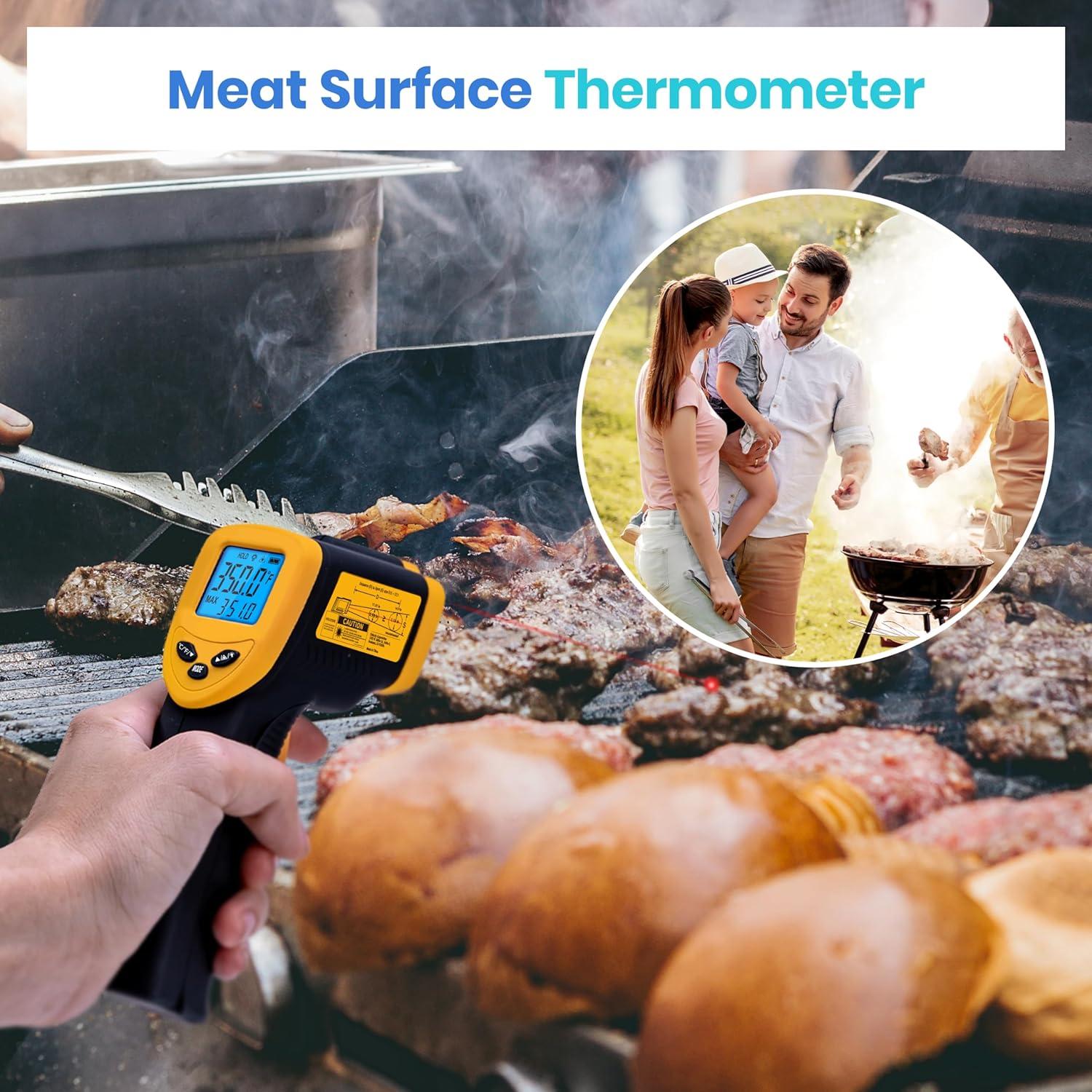 imageEtekcity Infrared Thermometer Upgrade 774 Heat Temperature Temp Gun for Cooking Laser IR Surface Tool for Pizza Griddle Grill HVAC Engine Accessories 58F to 842F BlueLight Yellow