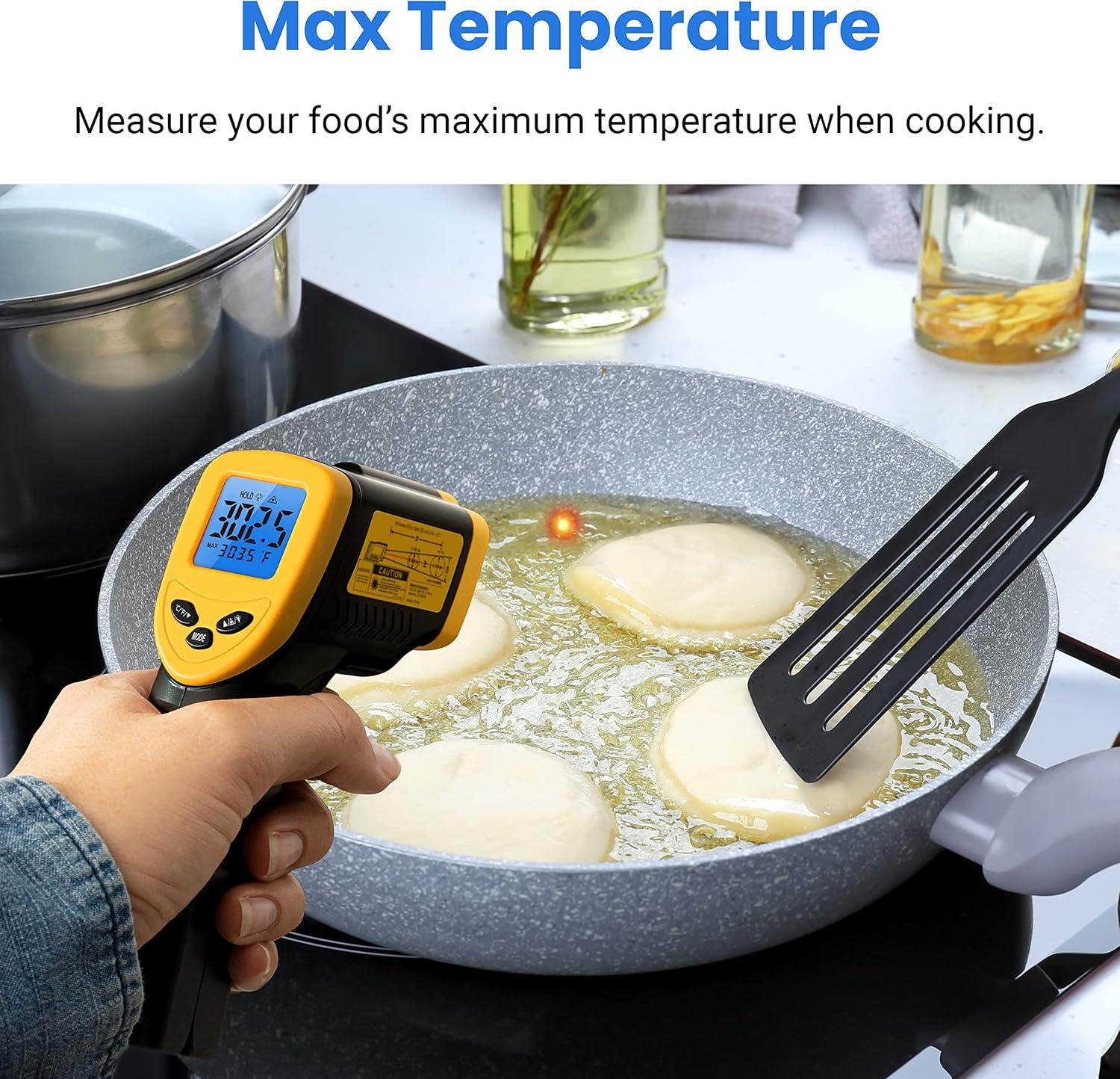 imageEtekcity Infrared Thermometer Upgrade 774 Heat Temperature Temp Gun for Cooking Laser IR Surface Tool for Pizza Griddle Grill HVAC Engine Accessories 58F to 842F BlueLight Yellow