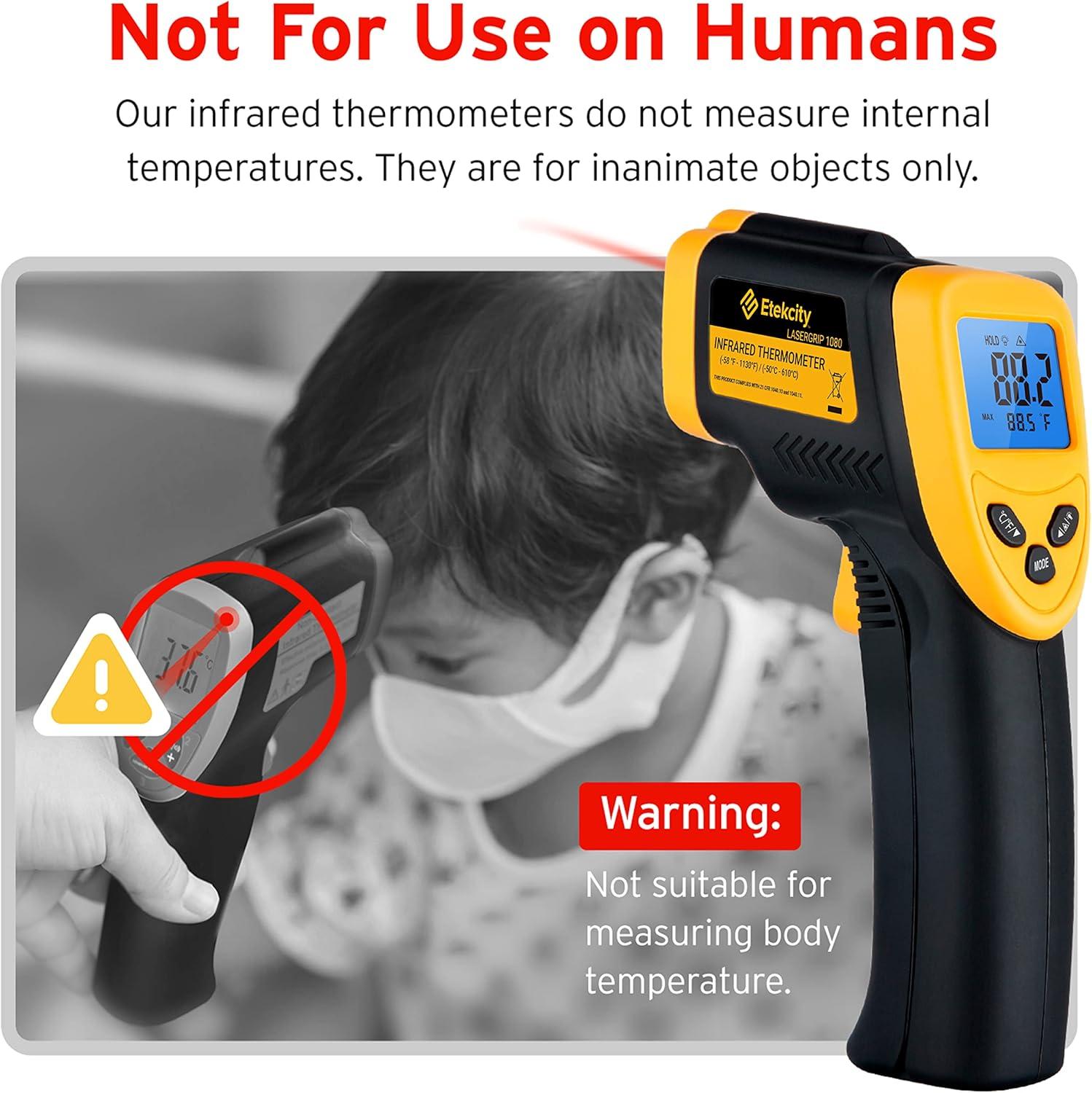 imageEtekcity Infrared Thermometer Upgrade 774 Heat Temperature Temp Gun for Cooking Laser IR Surface Tool for Pizza Griddle Grill HVAC Engine Accessories 58F to 842F BlueLight Yellow