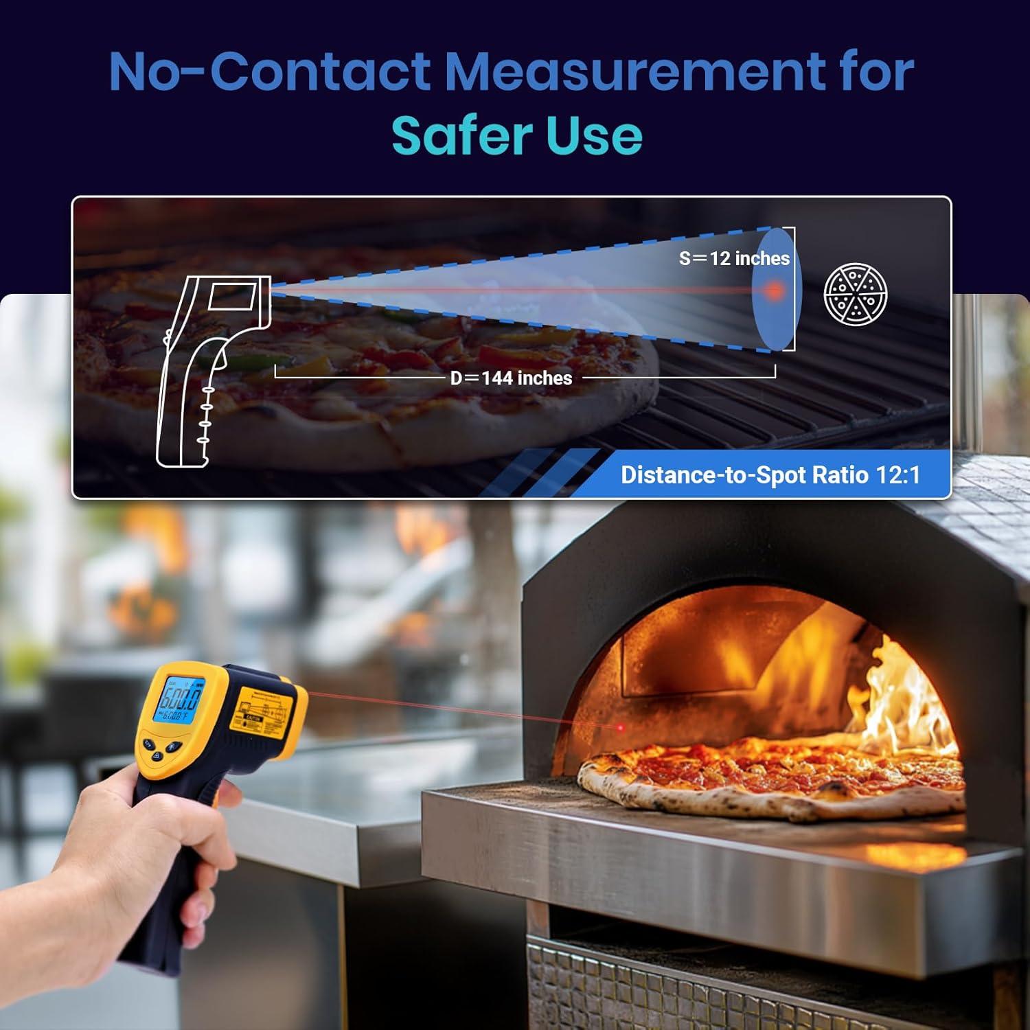 imageEtekcity Infrared Thermometer Upgrade 774 Heat Temperature Temp Gun for Cooking Laser IR Surface Tool for Pizza Griddle Grill HVAC Engine Accessories 58F to 842F BlueLight Yellow