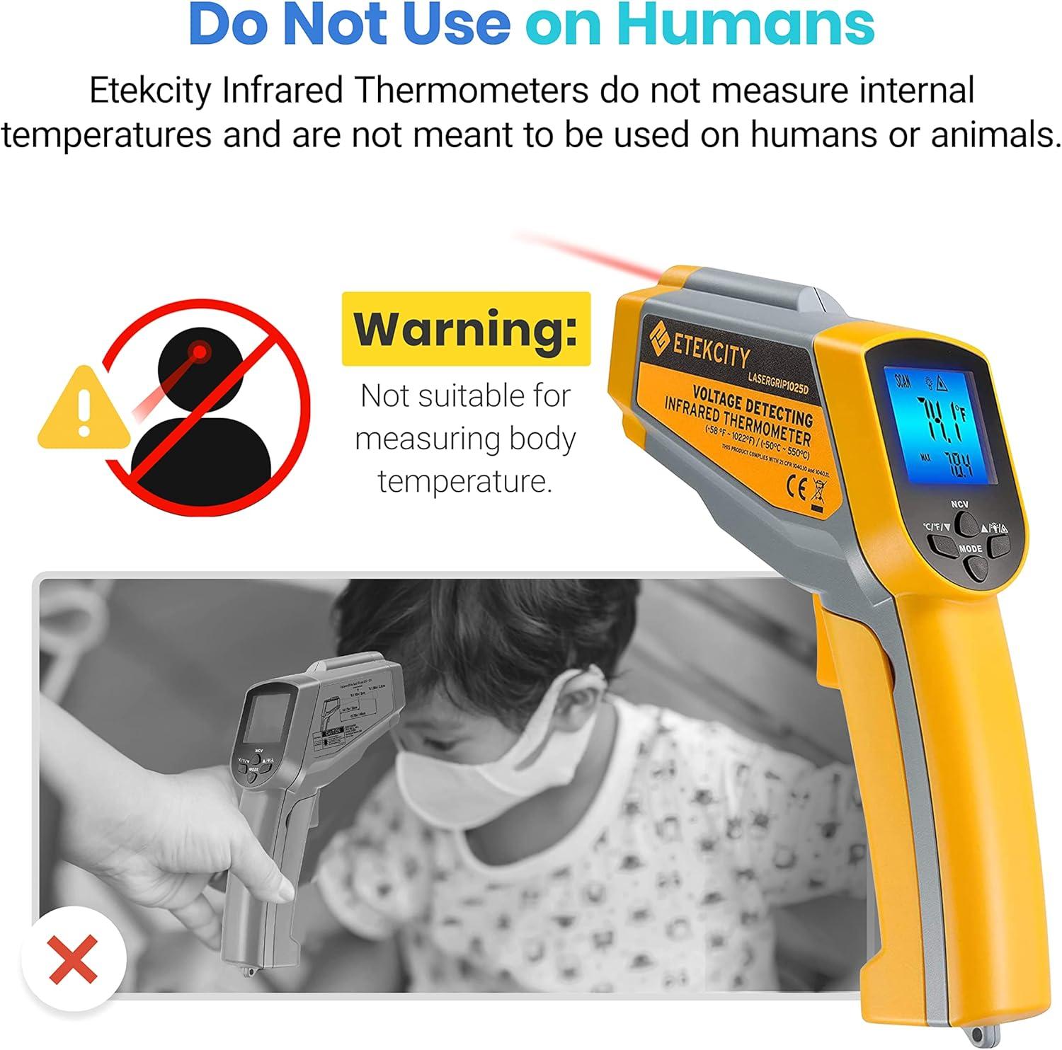 imageEtekcity Infrared Thermometer Upgrade 774 Heat Temperature Temp Gun for Cooking Laser IR Surface Tool for Pizza Griddle Grill HVAC Engine Accessories 58F to 842F BlueYellow 2 Laser