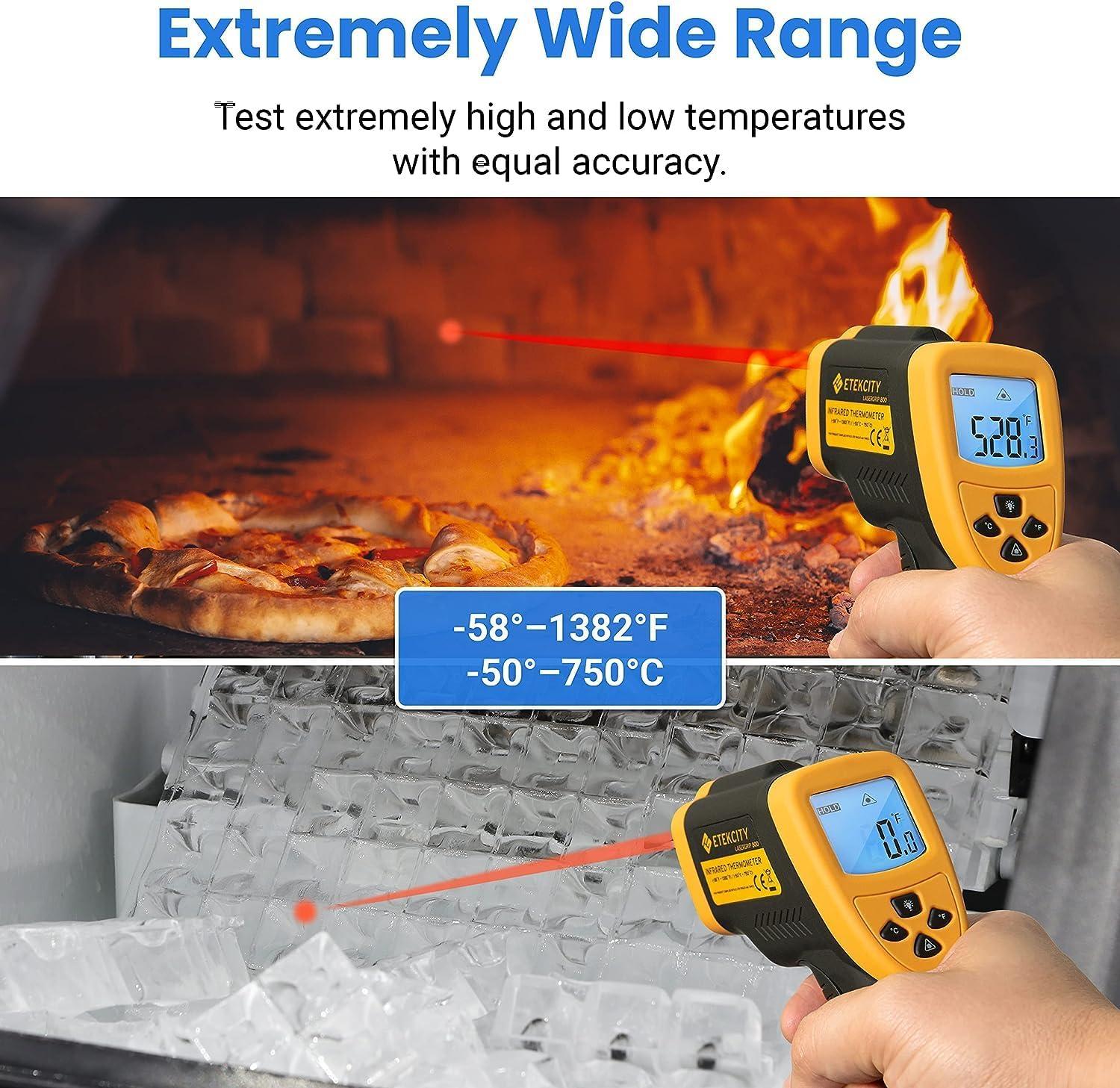 imageEtekcity Infrared Thermometer Upgrade 774 Heat Temperature Temp Gun for Cooking Laser IR Surface Tool for Pizza Griddle Grill HVAC Engine Accessories 58F to 842F BlueYellow DS 161