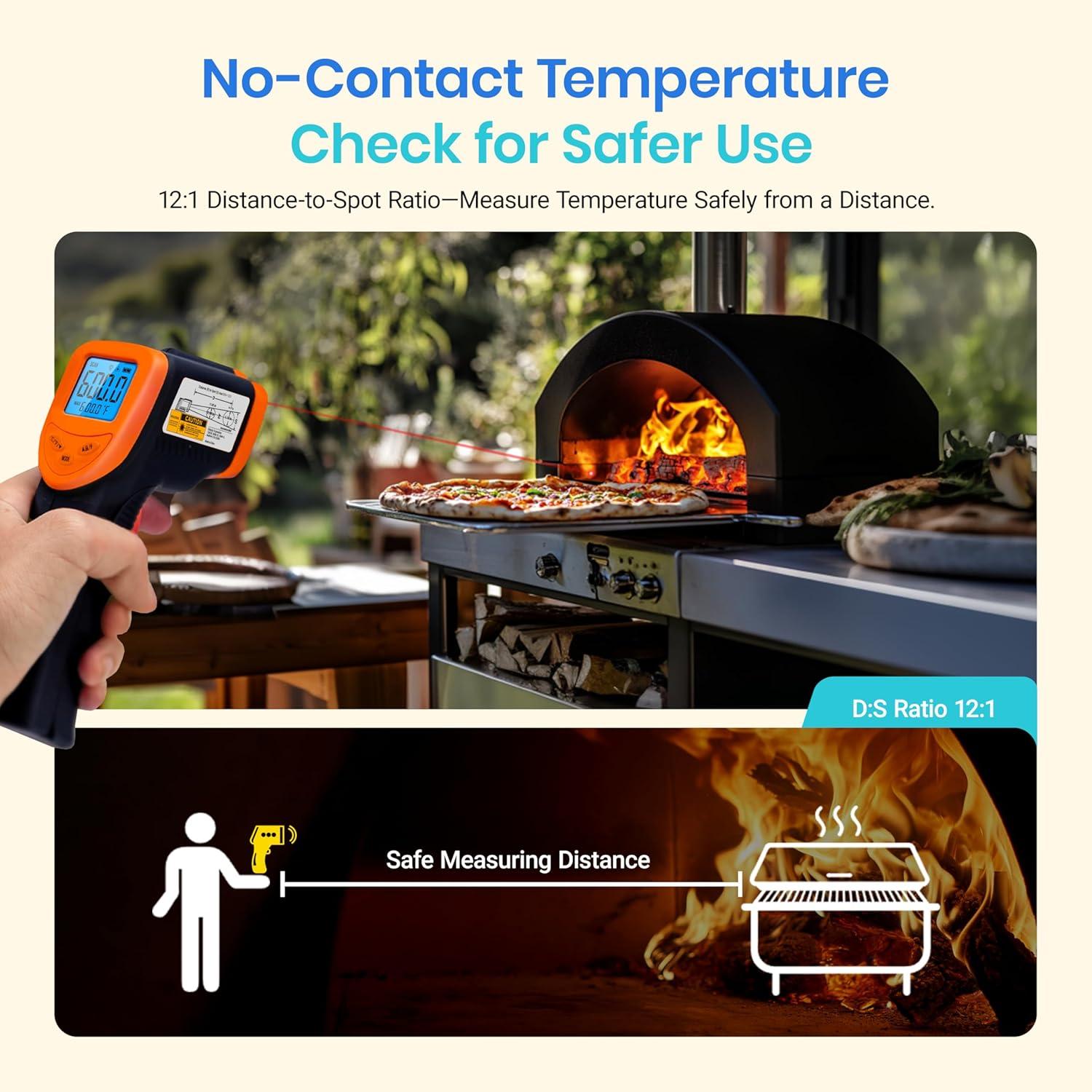 imageEtekcity Infrared Thermometer Upgrade 774 Heat Temperature Temp Gun for Cooking Laser IR Surface Tool for Pizza Griddle Grill HVAC Engine Accessories 58F to 842F BlueOrange