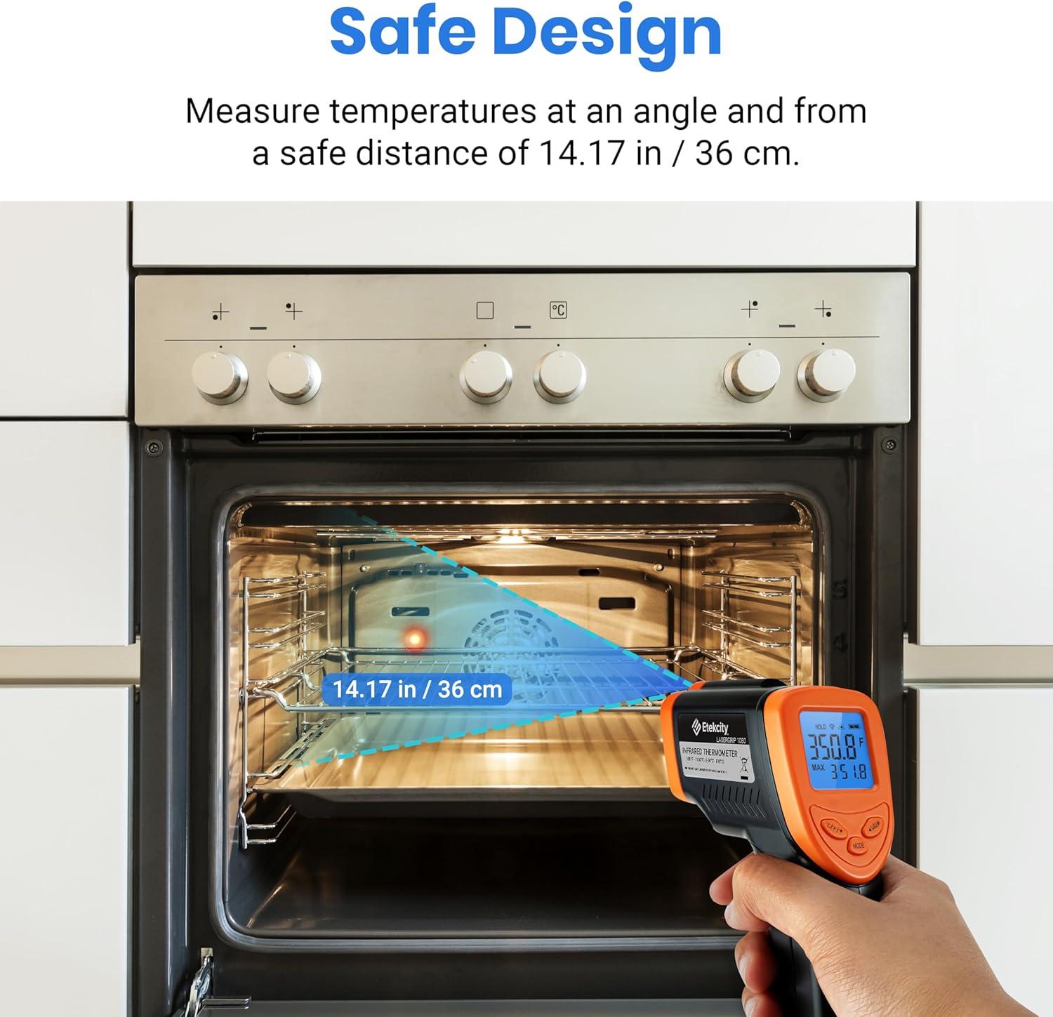 imageEtekcity Infrared Thermometer Upgrade 774 Heat Temperature Temp Gun for Cooking Laser IR Surface Tool for Pizza Griddle Grill HVAC Engine Accessories 58F to 842F BlueOrange
