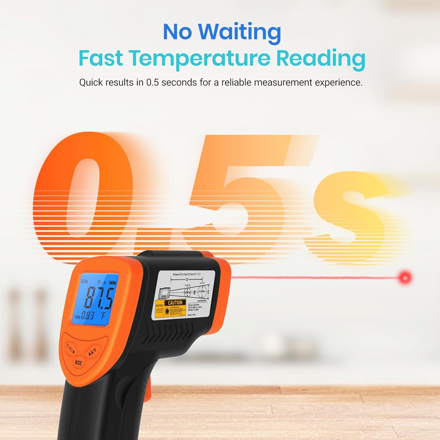 imageEtekcity Infrared Thermometer Upgrade 774 Heat Temperature Temp Gun for Cooking Laser IR Surface Tool for Pizza Griddle Grill HVAC Engine Accessories 58F to 842F BlueOrange