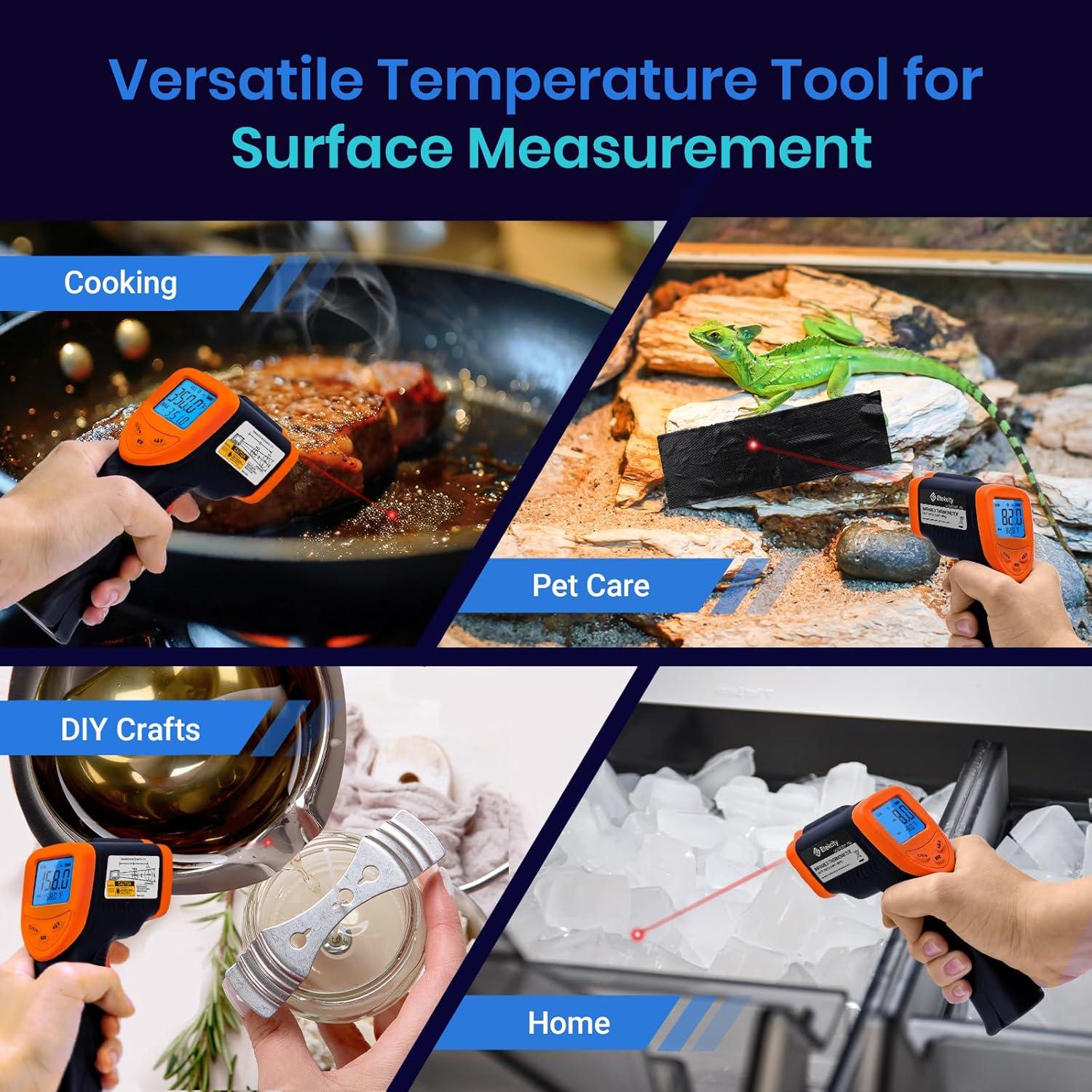 imageEtekcity Infrared Thermometer Upgrade 774 Heat Temperature Temp Gun for Cooking Laser IR Surface Tool for Pizza Griddle Grill HVAC Engine Accessories 58F to 842F BlueOrange