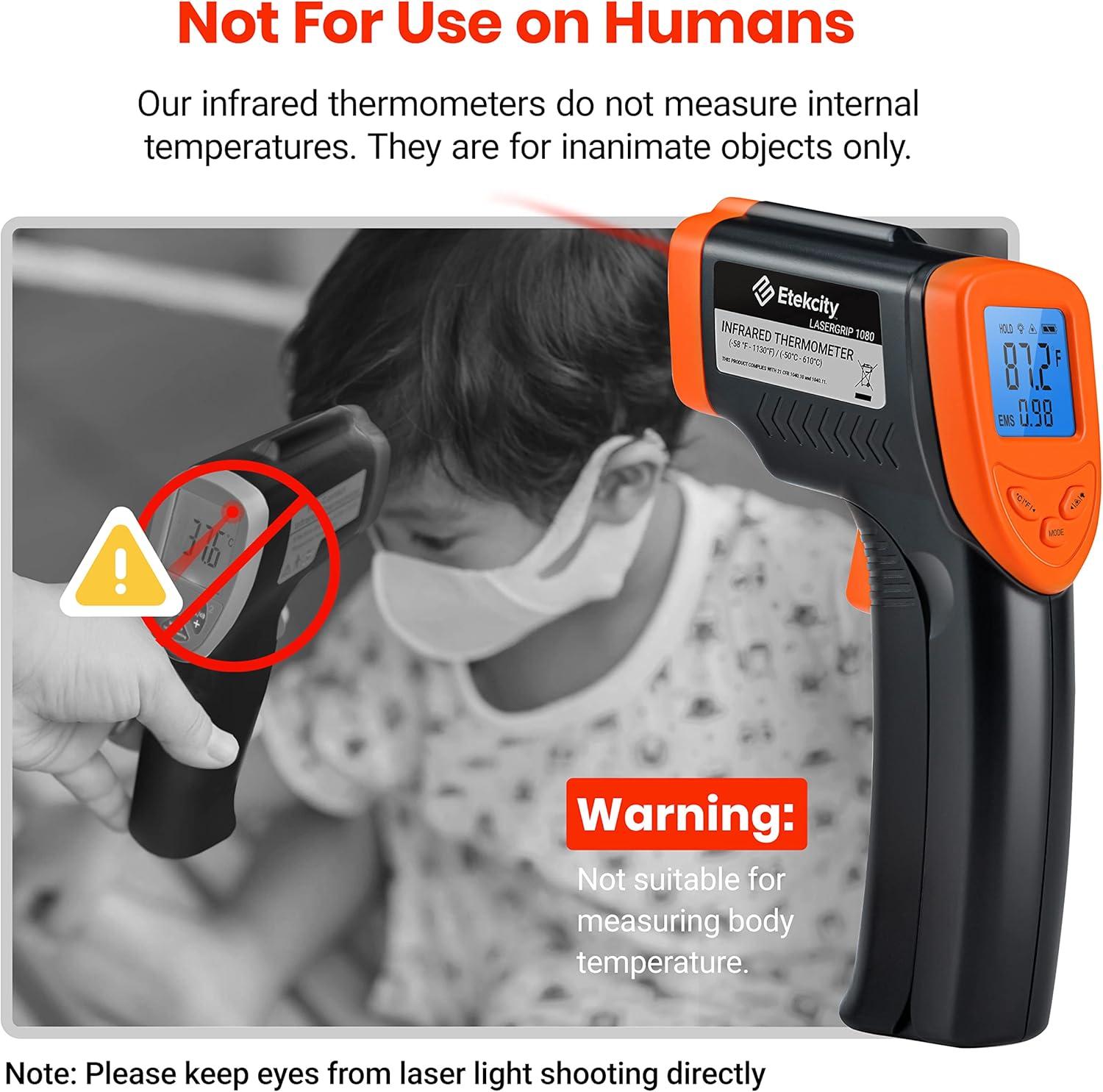 imageEtekcity Infrared Thermometer Upgrade 774 Heat Temperature Temp Gun for Cooking Laser IR Surface Tool for Pizza Griddle Grill HVAC Engine Accessories 58F to 842F BlueOrange