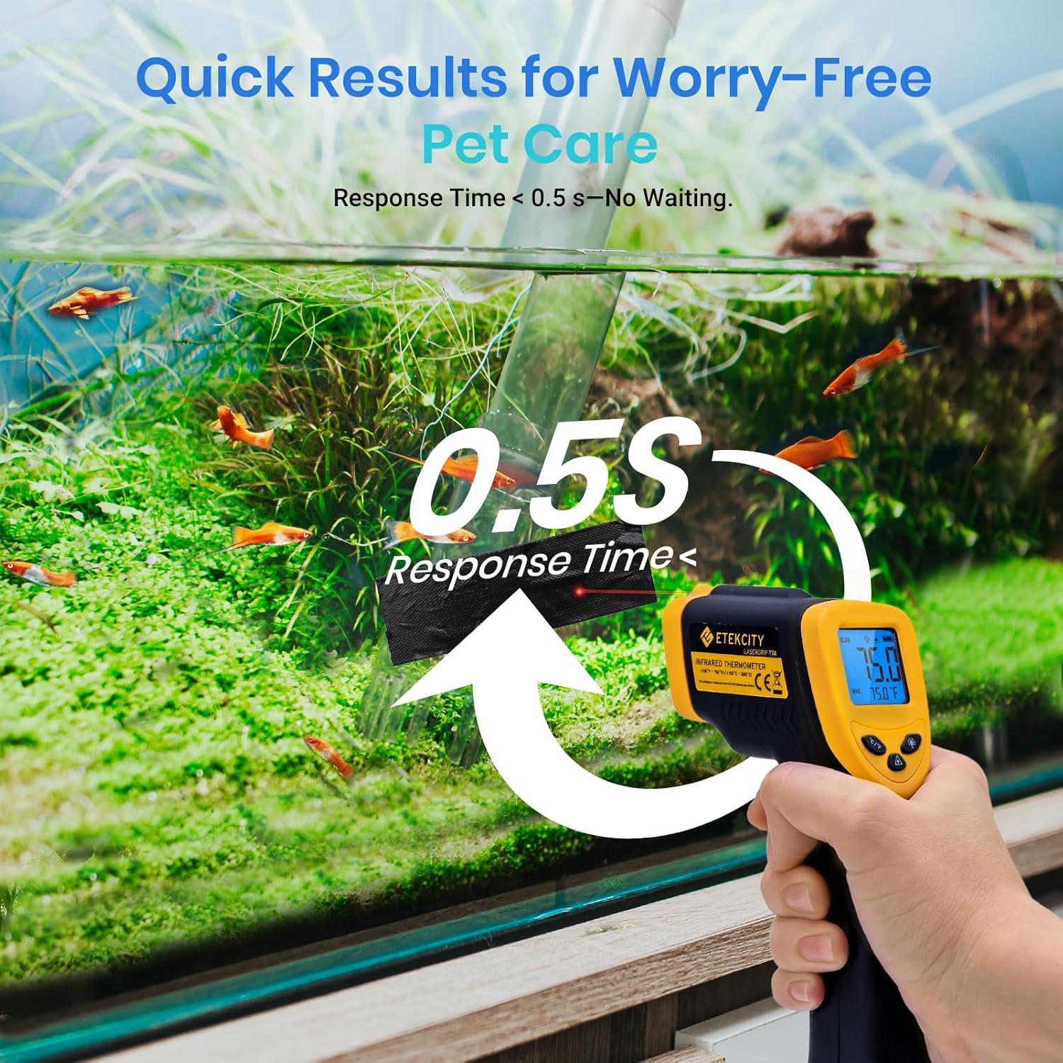 imageEtekcity Infrared Thermometer Upgrade 774 Heat Temperature Temp Gun for Cooking Laser IR Surface Tool for Pizza Griddle Grill HVAC Engine Accessories 58F to 842F BlueLight Yellow