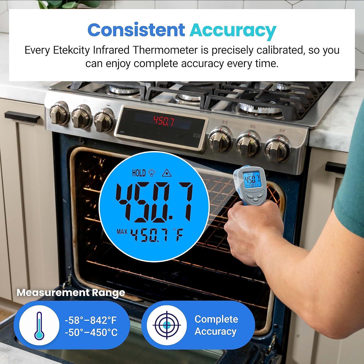 imageEtekcity Infrared Thermometer Upgrade 774 Heat Temperature Temp Gun for Cooking Laser IR Surface Tool for Pizza Griddle Grill HVAC Engine Accessories 58F to 842F BlueBlue