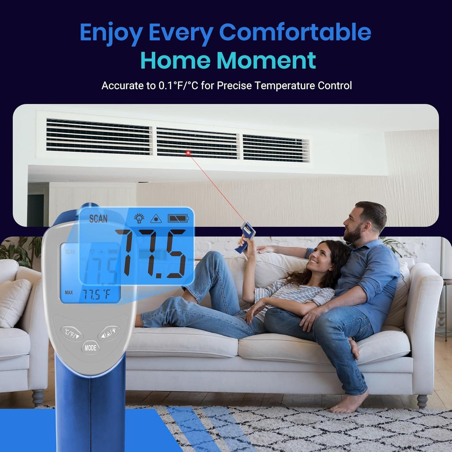 imageEtekcity Infrared Thermometer Upgrade 774 Heat Temperature Temp Gun for Cooking Laser IR Surface Tool for Pizza Griddle Grill HVAC Engine Accessories 58F to 842F BlueBlue