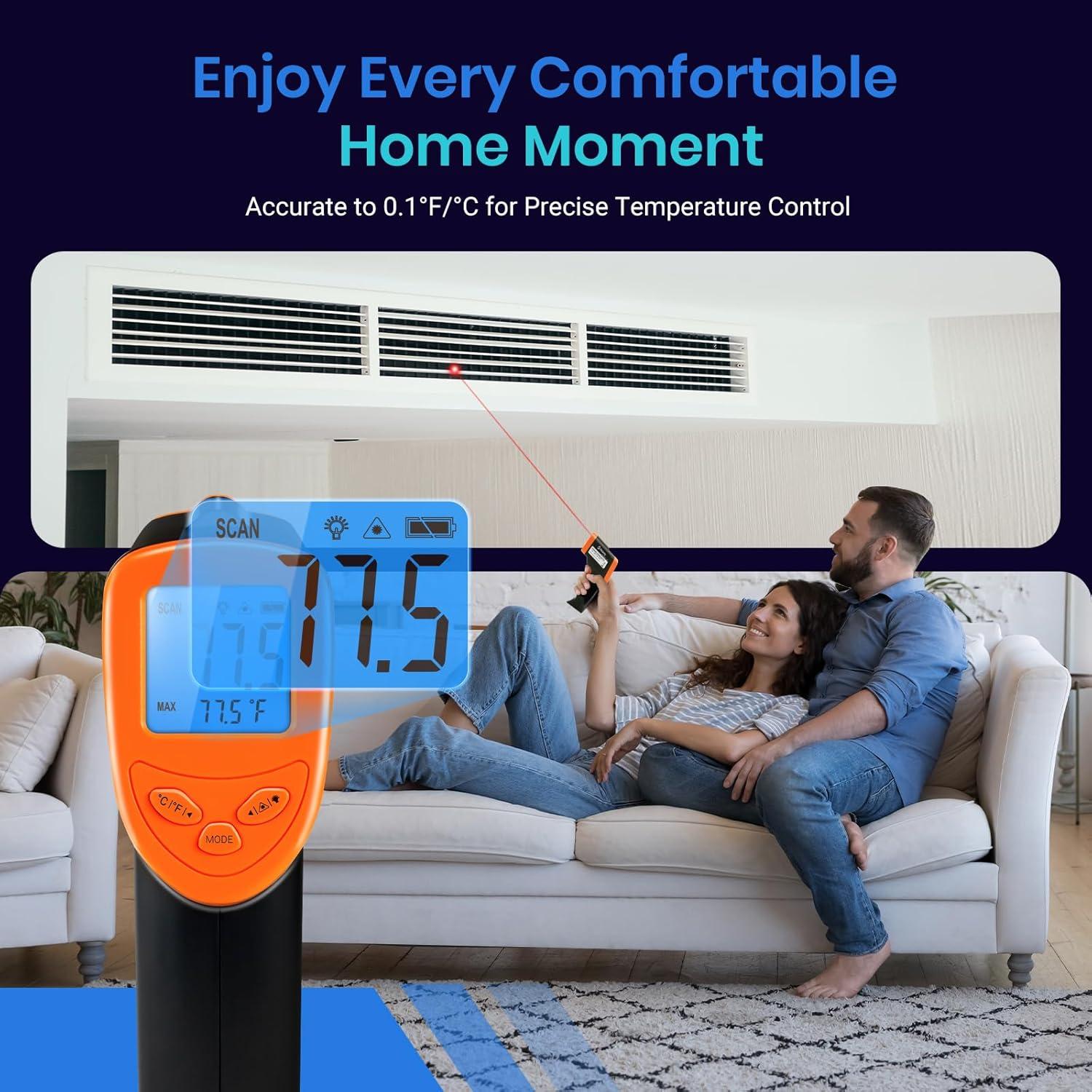 imageEtekcity Infrared Thermometer Upgrade 774 Heat Temperature Temp Gun for Cooking Laser IR Surface Tool for Pizza Griddle Grill HVAC Engine Accessories 58F to 842F BlueOrange