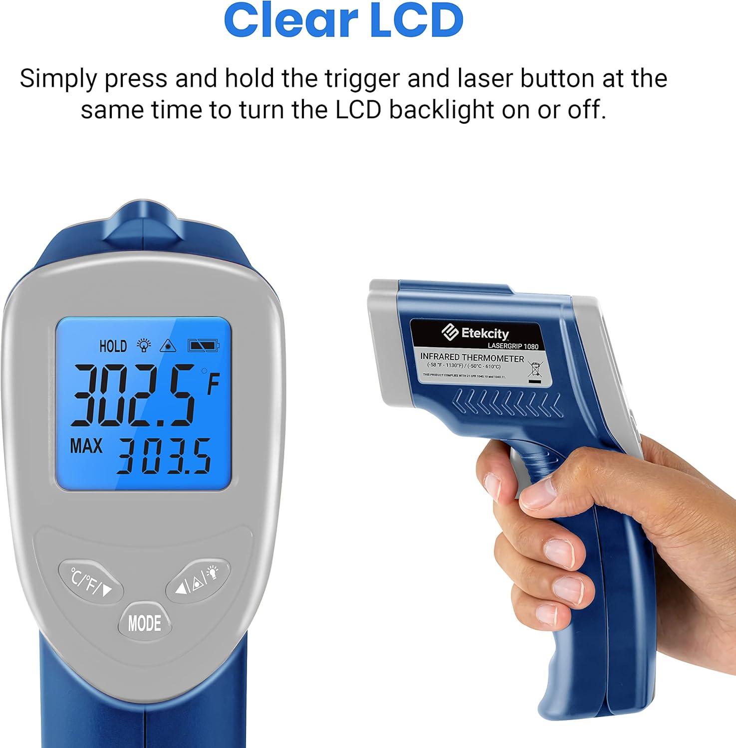 imageEtekcity Infrared Thermometer Upgrade 774 Heat Temperature Temp Gun for Cooking Laser IR Surface Tool for Pizza Griddle Grill HVAC Engine Accessories 58F to 842F BlueBlue