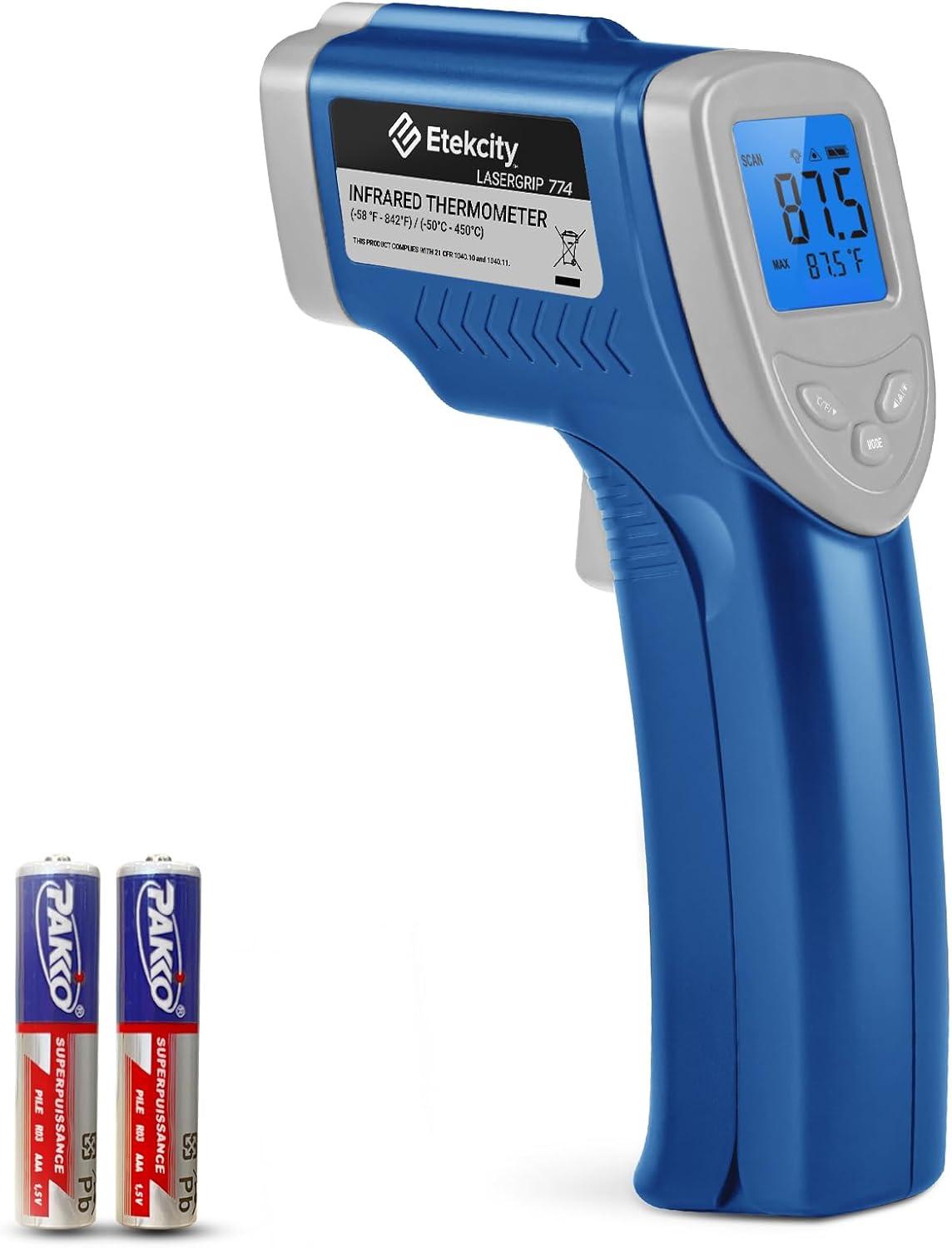 imageEtekcity Infrared Thermometer Upgrade 774 Heat Temperature Temp Gun for Cooking Laser IR Surface Tool for Pizza Griddle Grill HVAC Engine Accessories 58F to 842F BlueBlue