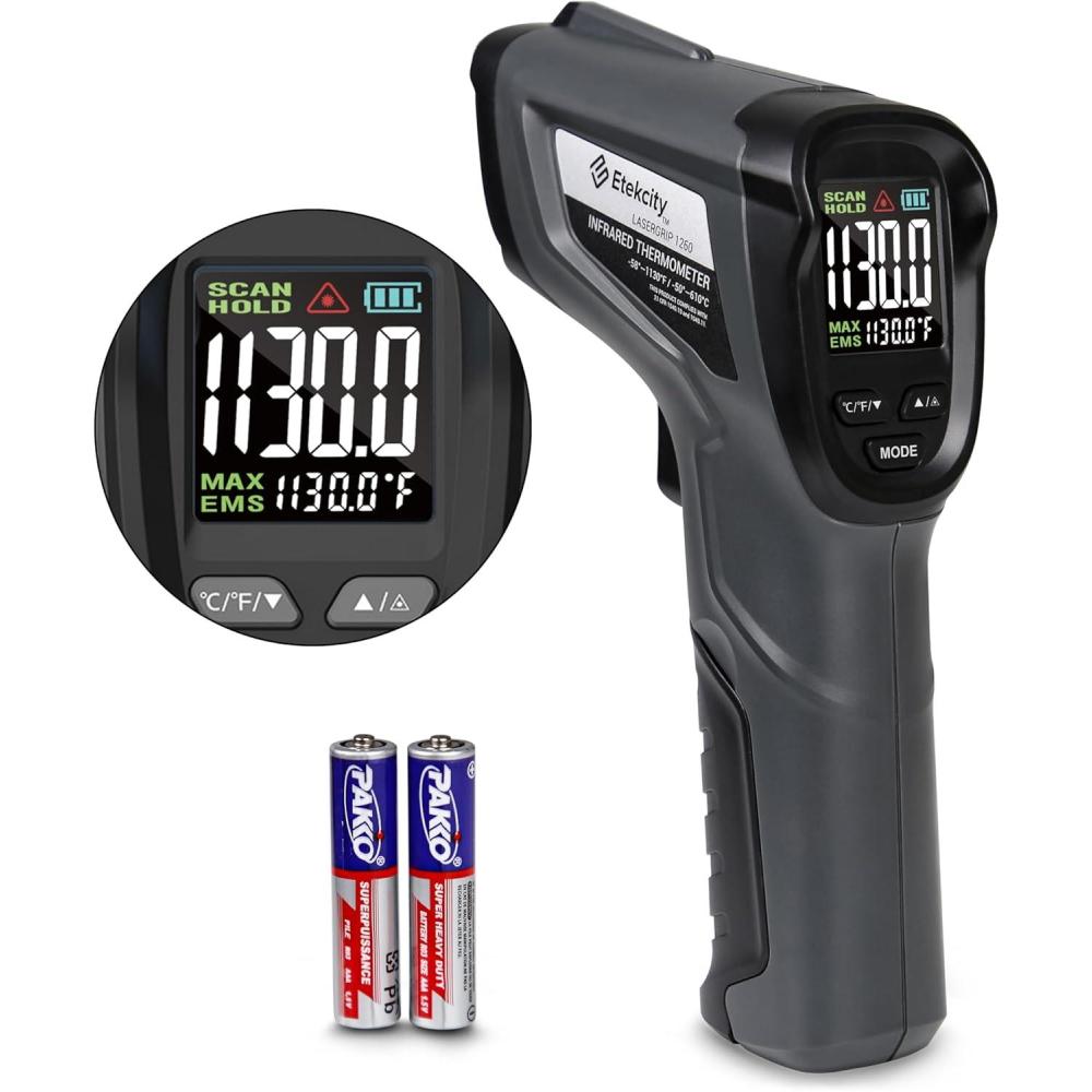 imageEtekcity Infrared Thermometer Upgrade 774 Heat Temperature Temp Gun for Cooking Laser IR Surface Tool for Pizza Griddle Grill HVAC Engine Accessories 58F to 842F BlueGray
