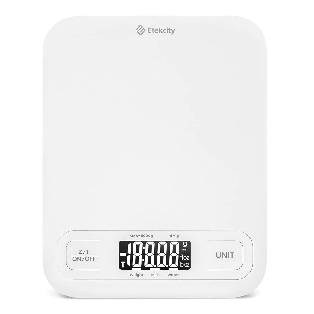 imageEtekcity Smart Food Kitchen Scale with Nutritional Calculator Free App with 19 Nutrients Tracking Calorie Marco Digital grams and ounces for weight loss Premium Stainless Steel 11lbClean White
