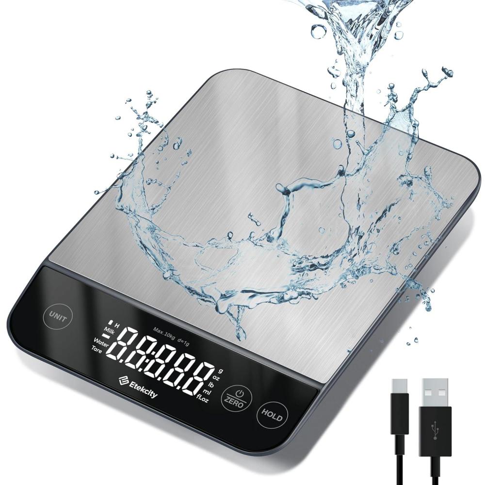 imageEtekcity Smart Food Kitchen Scale with Nutritional Calculator Free App with 19 Nutrients Tracking Calorie Marco Digital grams and ounces for weight loss Premium Stainless Steel 11lbStainless SteelSilver