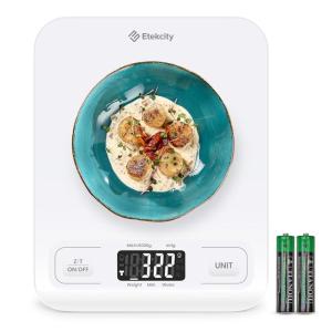 Etekcity Smart Food Kitchen Scale with Nutritional Calculator, Free App with 19 Nutrients Tracking, Calorie, Marco, Digital grams and ounces for weight loss, Premium Stainless Steel, 11lb(White)