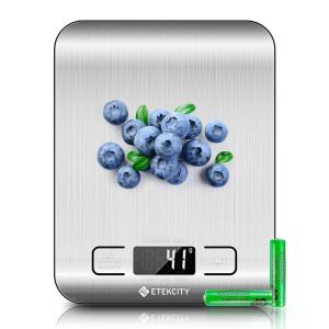 Etekcity Smart Food Kitchen Scale with Nutritional Calculator, Free App with 19 Nutrients Tracking, Calorie, Marco, Digital grams and ounces for weight loss, Premium Stainless Steel, 11lb(Stainless Steel)