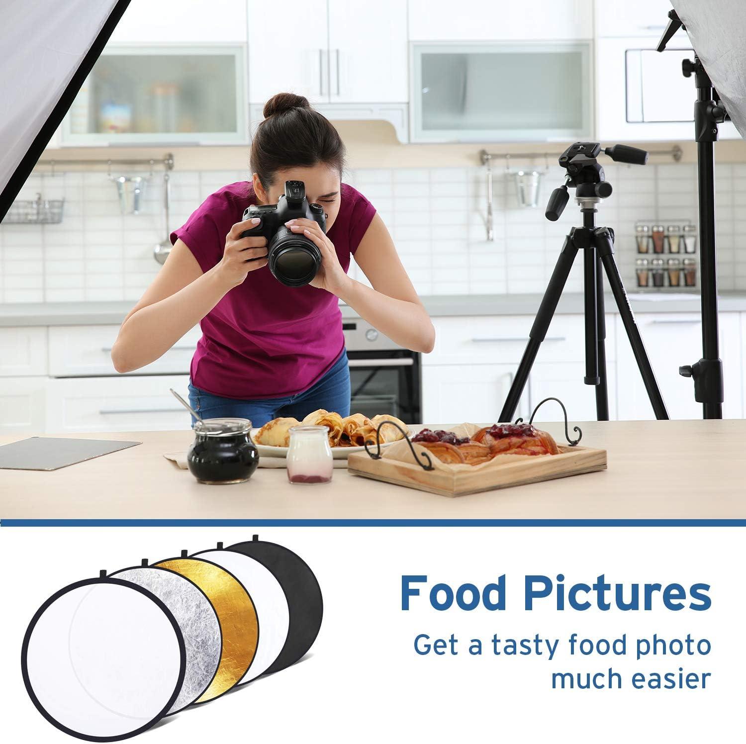 imageEtekcity 43 110cm 5in1 Photography Reflector MultiDisc Light Reflectors for Photography Collapsible with Bag Translucent Silver Gold White and Black24 Inch