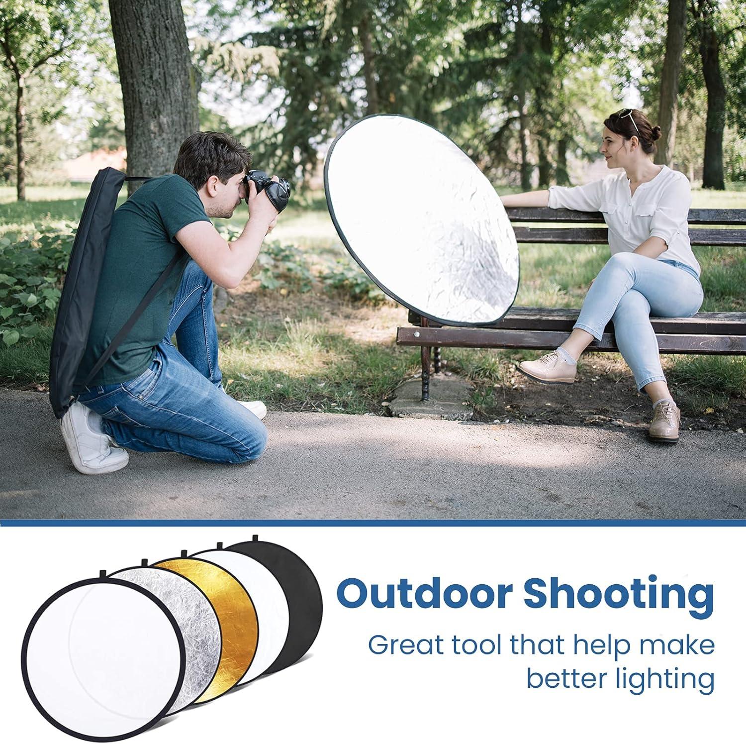 imageEtekcity 43 110cm 5in1 Photography Reflector MultiDisc Light Reflectors for Photography Collapsible with Bag Translucent Silver Gold White and Black43 Inch