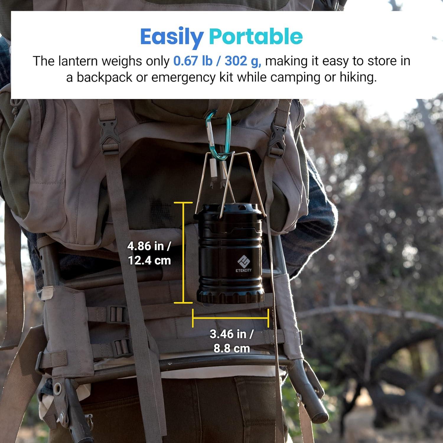 imageEtekcity Camping Lanterns for Power Outages 4 Pack Flashlight for Camping Essentials Survival Kit and Gear Hurricane Preparedness Items Emergency Led Battery Operated Lights Black2 Pack