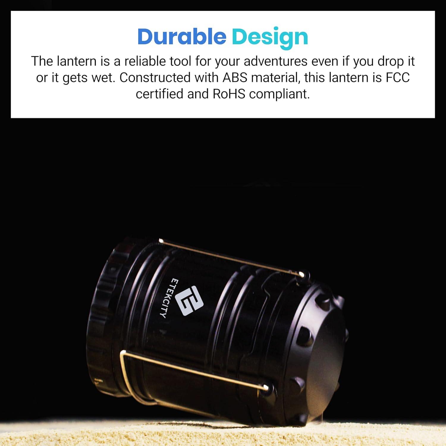 imageEtekcity Camping Lanterns for Power Outages 4 Pack Flashlight for Camping Essentials Survival Kit and Gear Hurricane Preparedness Items Emergency Led Battery Operated Lights Black2 Pack