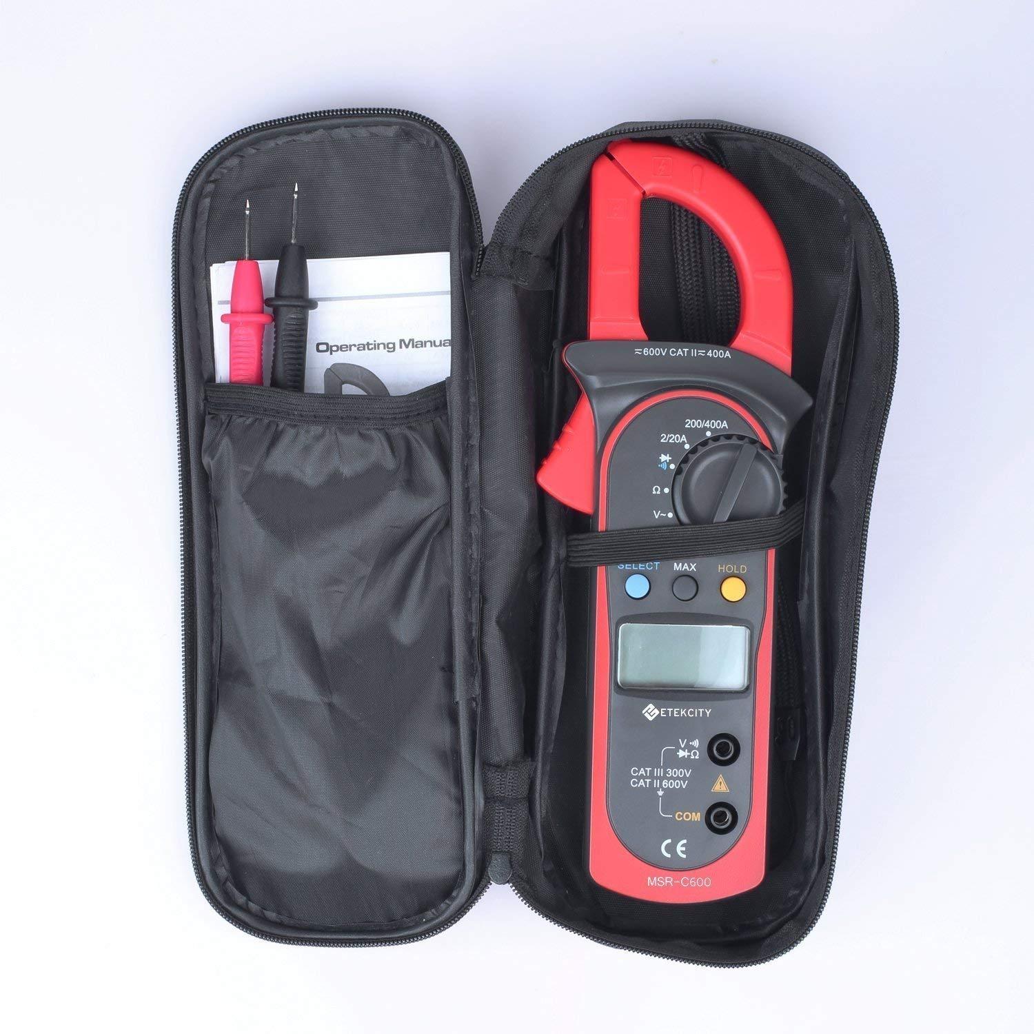 imageEtekcity Digital Clamp Meter Multimeter AC Current and ACDC Voltage Tester with Amp Volt Ohm Continuity Diode and Resistance Test AutoRanging Red MSRC600