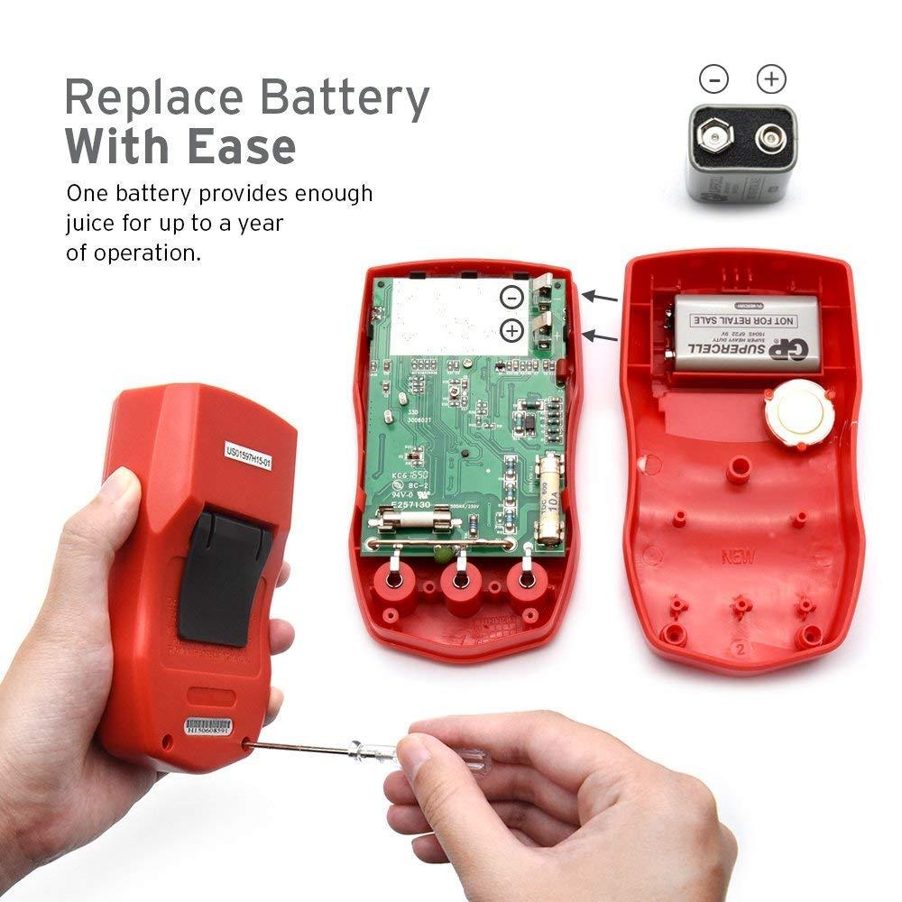 imageEtekcity Digital Multimeter AC DC Voltmeter Amp Volt Ohm Current Meter Electrical Voltage Outlet Circuit Tester With Continuity Resistance Diode Test Two BuildIn Ceramic Fuses Red MSRR500