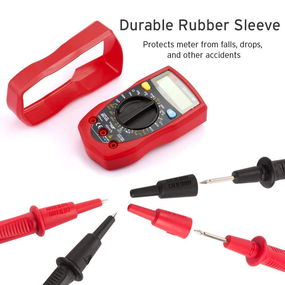 imageEtekcity Digital Multimeter AC DC Voltmeter Amp Volt Ohm Current Meter Electrical Voltage Outlet Circuit Tester With Continuity Resistance Diode Test Two BuildIn Ceramic Fuses Red MSRR500