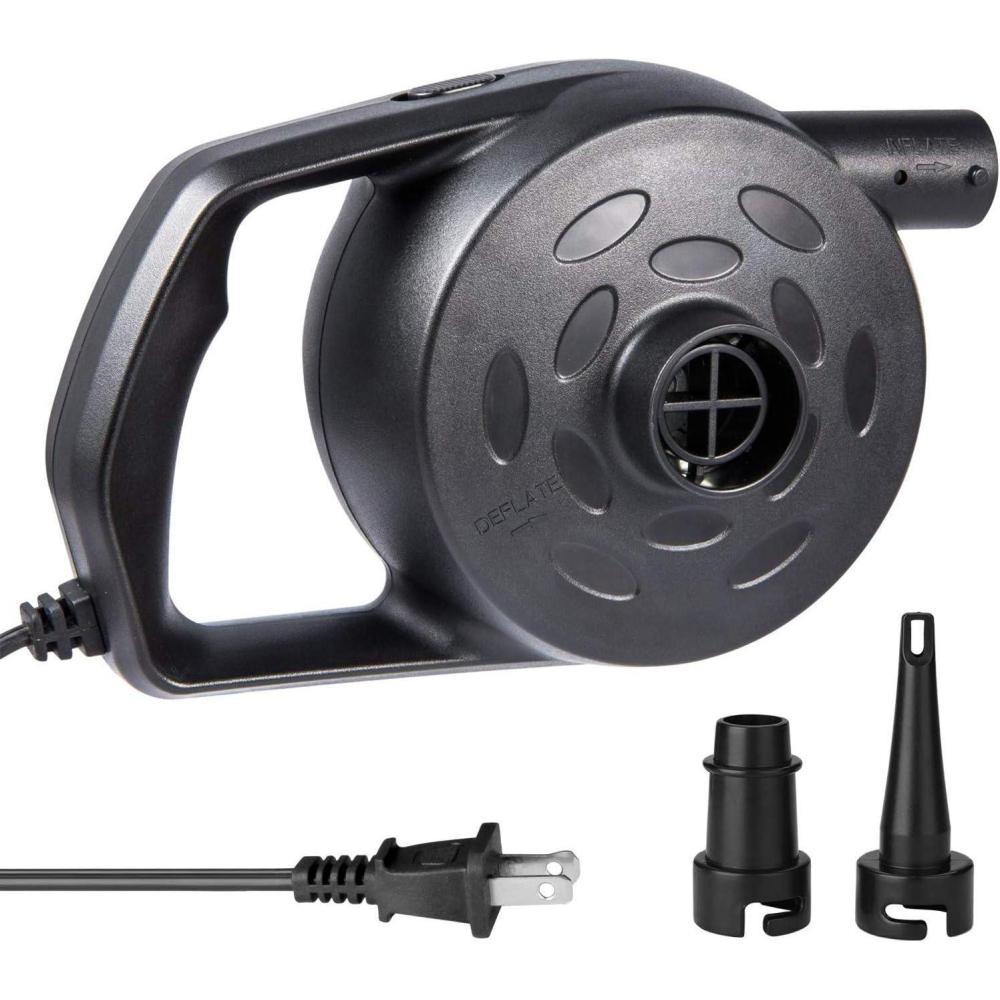 imageEtekcity Air Pump for Inflatables Portable Electric Air Mattress Pump QuickFill Perfect InflatorDeflator for Couch Blow up Pool Floats Raft Bed Boat Toy with Nozzles 110120V BlackDark Black