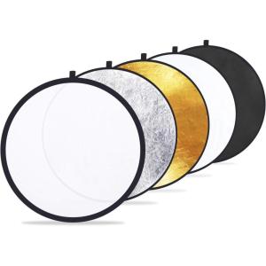 Etekcity 43″ (110cm) 5-in-1 Photography Reflector, Multi-Disc Light Reflectors for Photography, Collapsible with Bag – Translucent, Silver, Gold, White and Black(43 Inch)
