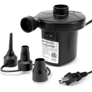 Etekcity Air Pump for Inflatables, Portable Electric Air Mattress Pump, Quick-Fill Perfect Inflator/Deflator for Couch, Blow up Pool Floats Raft Bed Boat Toy with Nozzles, 110-120V, Black(Black)