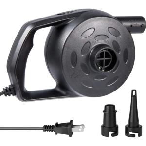 Etekcity Air Pump for Inflatables, Portable Electric Air Mattress Pump, Quick-Fill Perfect Inflator/Deflator for Couch, Blow up Pool Floats Raft Bed Boat Toy with Nozzles, 110-120V, Black(Dark Black)
