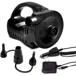 Etekcity Electric Air Pump Rechargeable Portable Air Mattress Pump Cordless Quick-Fill Inflator Deflator for Pool Inflatables Raft Bed Boat Pool Toy Floats with 3 Nozzles/(Black)