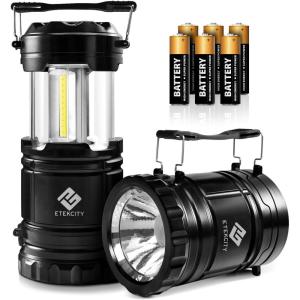 Etekcity LED Camping Lantern for Emergency Light Hurricane Supplies, Lanterns for Survival Kits Power Outages , Battery Powered Operated Lanterns Lamp, Camping Gear Accessories , 2 Pack