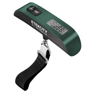 Etekcity Luggage Scale, Digital Weight Scales for Travel Accessories Essentials Suitcases , Portable Handheld Scale with Temperature Sensor, Rubber Paint, 110 Pounds, Battery Included(Green)