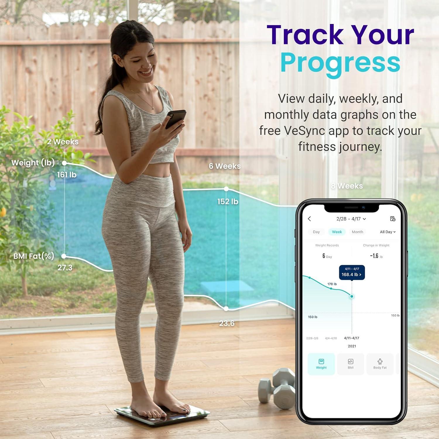 imageEtekcity Smart Scale for Body Weight FSAampHSA Eligible Bathroom Digital Weighing Scale with BMI Body Fat Muscle Mass Accurate Bluetooth Home User Health Equipment Sync Apps LED Tempered glassCarbon Black
