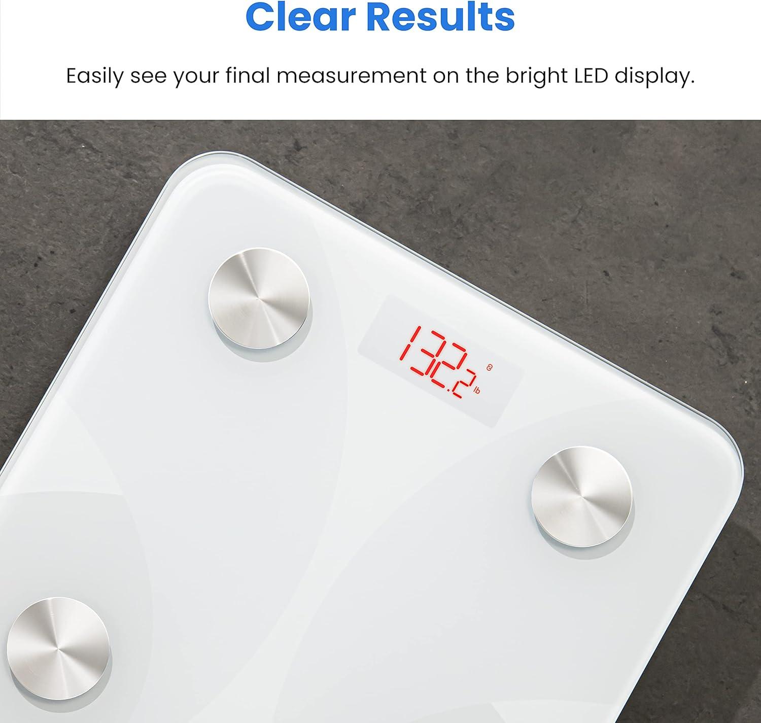 imageEtekcity Smart Scale for Body Weight FSAampHSA Eligible Bathroom Digital Weighing Scale with BMI Body Fat Muscle Mass Accurate Bluetooth Home User Health Equipment Sync Apps LED Tempered glassWhite
