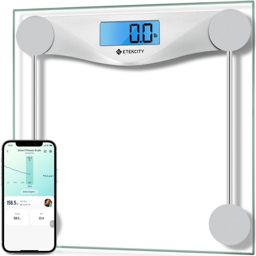 imageEtekcity FSAampHSA Eligible Smart Scale for Body Weight Fat Digital Weighing Machine for Accurate BMI Muscle Mass Composition Apple Health Compatible Fitness EquipmentTFTTempered GlassBlackSatin Silver