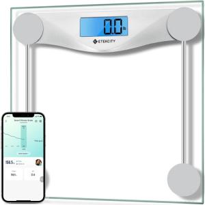 Etekcity FSA&HSA Eligible Smart Scale for Body Weight Fat, Digital Weighing Machine for Accurate BMI Muscle Mass Composition, Apple Health Compatible Fitness Equipment,TFT,‎Tempered Glass,Black(Satin Silver)
