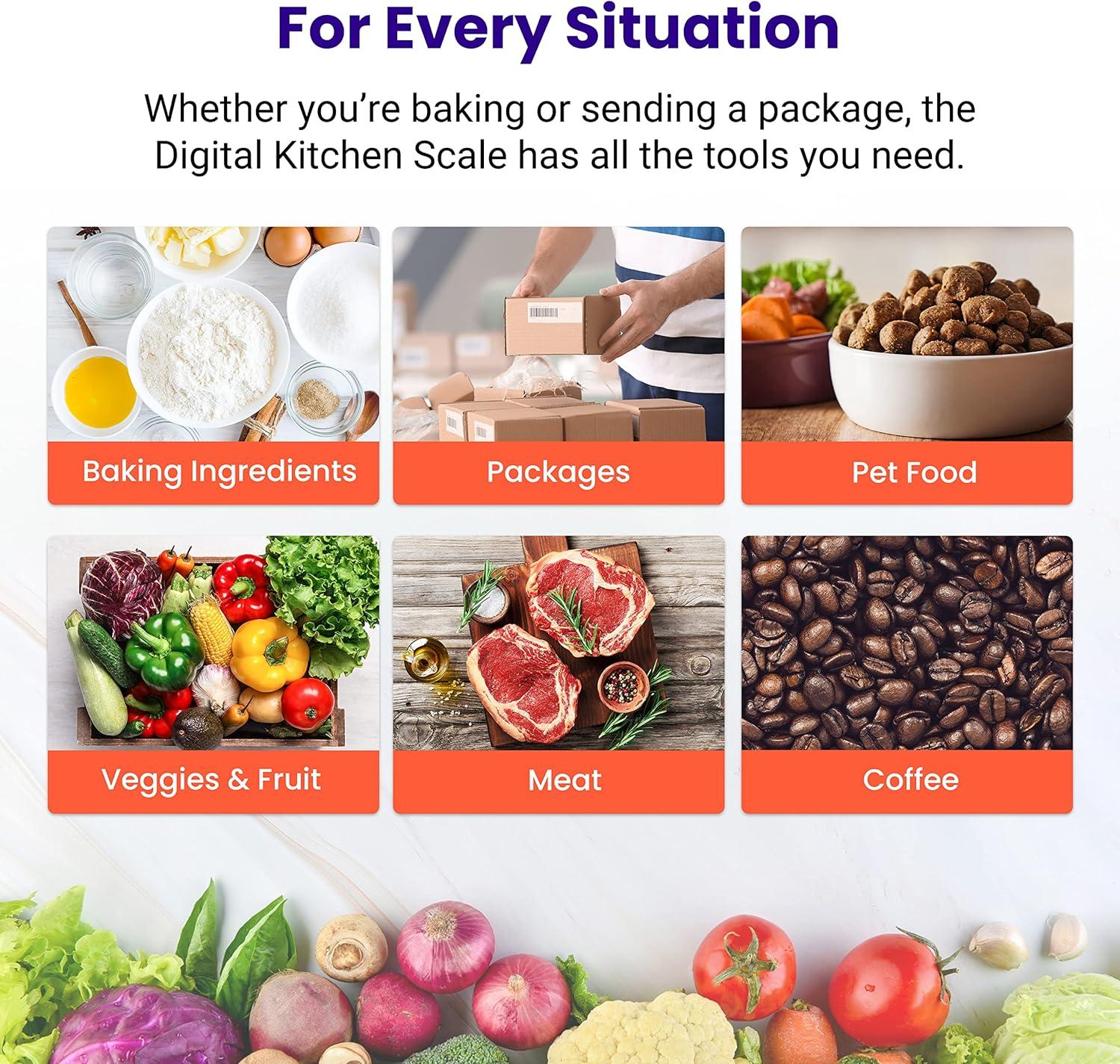 imageEtekcity Food Kitchen Scale with Bowl Digital Weight Scale for Food Ounces and Grams Cooking and Baking Timer and Temperature Sensor 206 QT Stainless SteelArctic Sliver