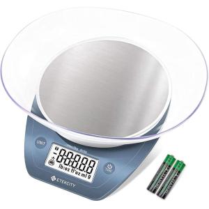 Etekcity Food Kitchen Scale With Bowl, Digital Ounces and Grams for Cooking, Baking, Meal Prep, Dieting, and Weight Loss, 11lb/5kg, Backlit Display(Prussian Blue)