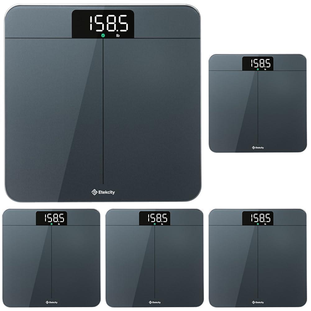 imageEtekcity Scale for Body Weight Digital Bathroom Scales for People Most Accurate to 005lb Bright LED Display amp Large Clear Numbers Upgraded Quality for the Elderly Safe Home Use 400 lbsGreyblue