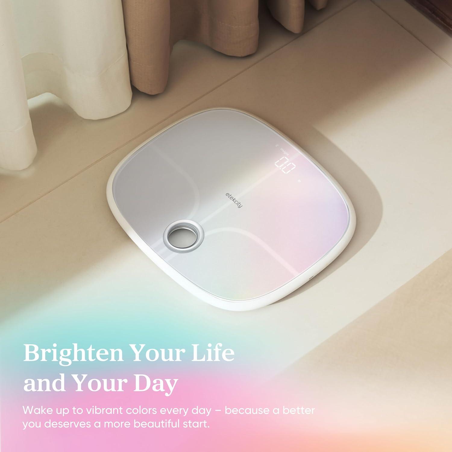 imageEtekcity Scale for Body Weight Digital Bathroom Scales for People Most Accurate to 005lb Bright LED Display amp Large Clear Numbers Upgraded Quality for the Elderly Safe Home Use 400 lbsRainbow White