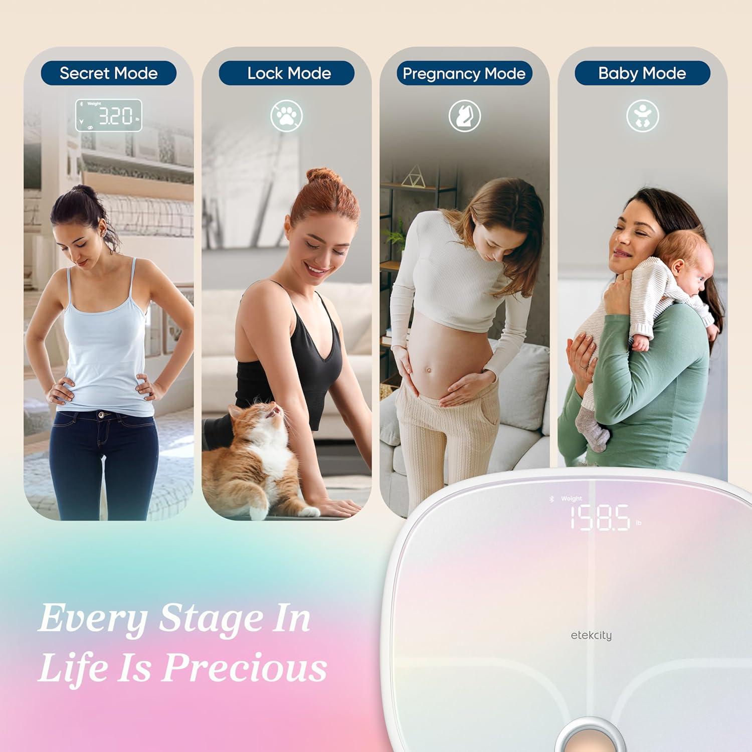 imageEtekcity Scale for Body Weight Digital Bathroom Scales for People Most Accurate to 005lb Bright LED Display amp Large Clear Numbers Upgraded Quality for the Elderly Safe Home Use 400 lbsRainbow White