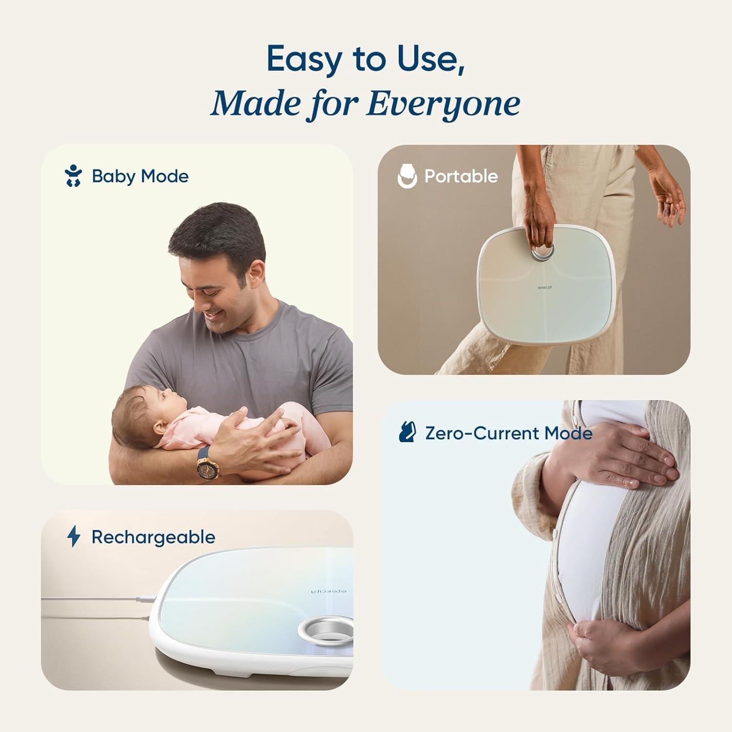 imageEtekcity Smart Rechargeable Scale for Body Weight BMI Fat Muscle Mass FSAampHSA Eligible Digital Bathroom Scale with 13 Metrics Secret Mode Bluetooth Connect to Free Apps Rainbow WhiteRainbow White