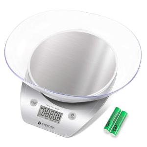 Etekcity Food Kitchen Scale Bowl, Digital Ounces and Grams for Cooking, Baking, Meal Prep, Dieting, and Weight Loss, 11lb/5kg, Silver(Silver)