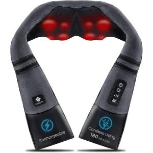 Etekcity FSA Eligible Cordless Neck Massager with Heat for Pain Relief Deep Tissue, FSA Wearables, Rechargeable Shiatsu Back Shoulder Massage Tool, Best Gift for Mother, Father, HSA Items(Deep-gray)