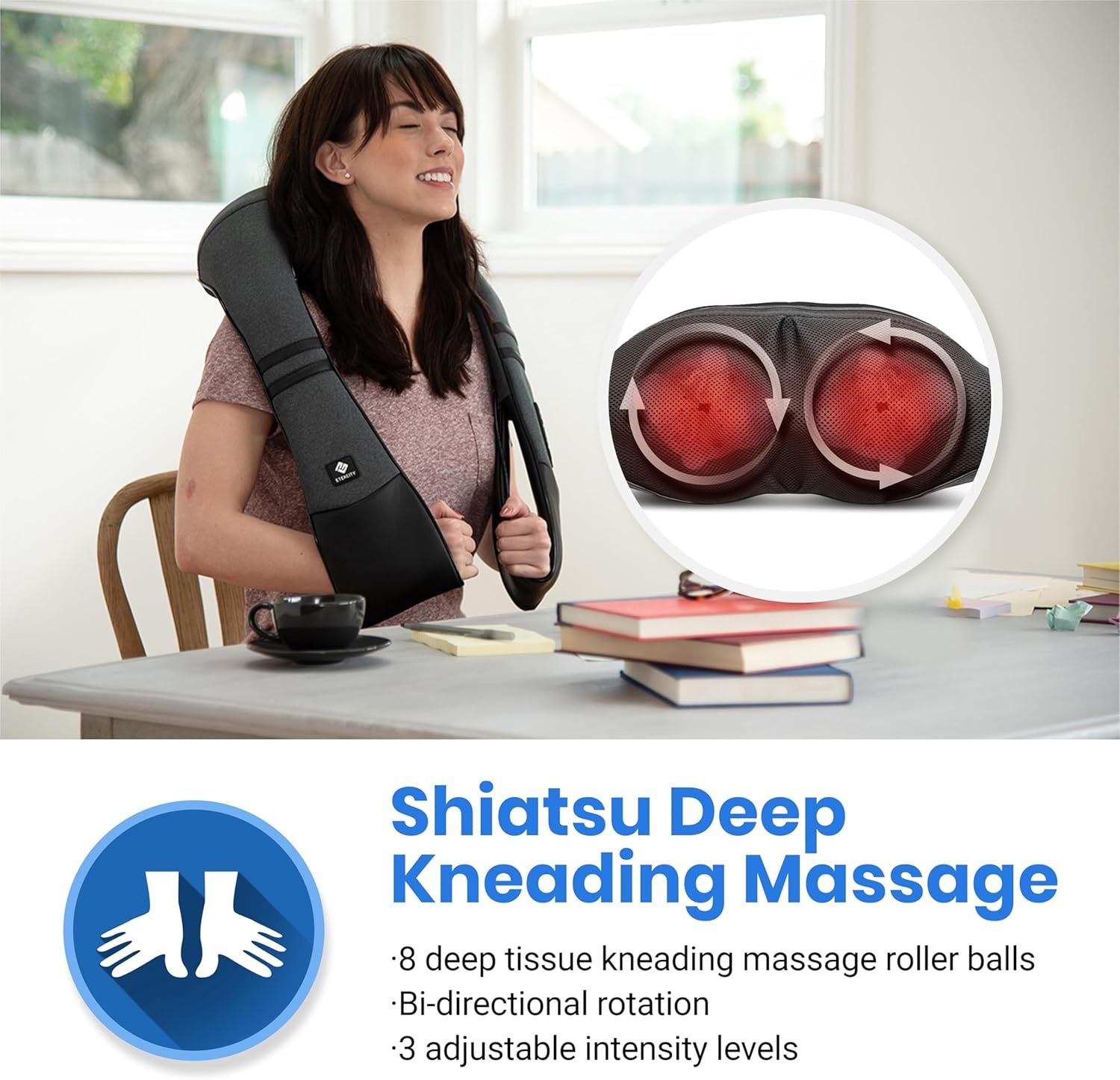 image:imageEtekcity FSA Eligible Cordless Neck Massager for Pain Relief Deep Tissue Shiatsu Shoulder Massager with Heat Massage Tools for Trapezius Lymphatic Drainage Relaxation Therapy HSA Items CadeoDeepgray