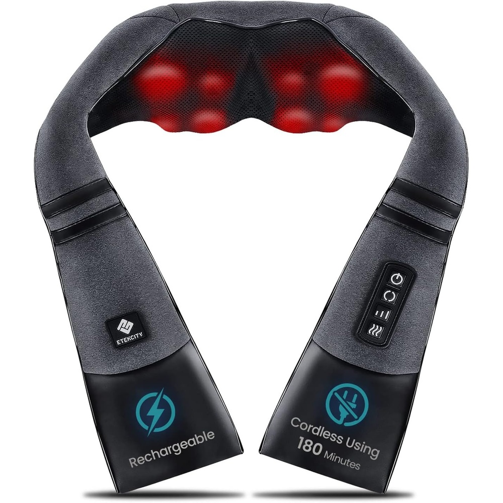 image:imageEtekcity FSA Eligible Cordless Neck Massager for Pain Relief Deep Tissue Shiatsu Shoulder Massager with Heat Massage Tools for Trapezius Lymphatic Drainage Relaxation Therapy HSA Items CadeoDeepgray